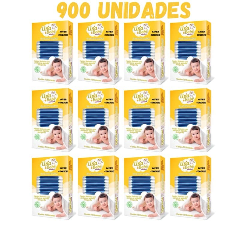 Cotonetes Upa Bebê com Pontas de Algodão Natural Antigerme - 75 Hastes Flexíveis