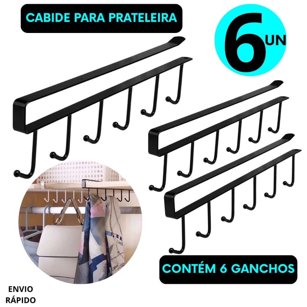KIT 6, 4, 2 ou 1 Suporte De Metal Porta Xícaras Canecas Utensílios Em Geral Para Pendurar No Armário