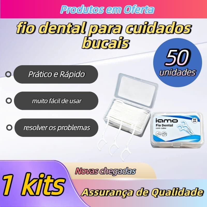 Kit Fio Dental Infantil Arco Ultra Fino 50/100/150/200 Unidades Limpeza Eficaz