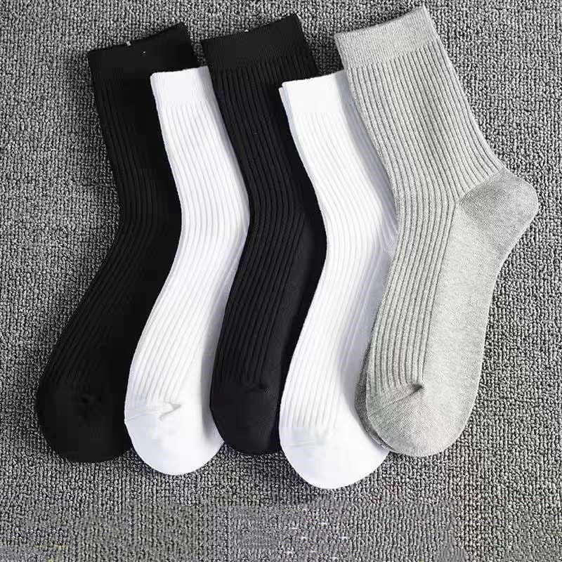 6 pares de meias de algodão desportivo para homem de alta qualidade com agulha dupla e comprimento longo