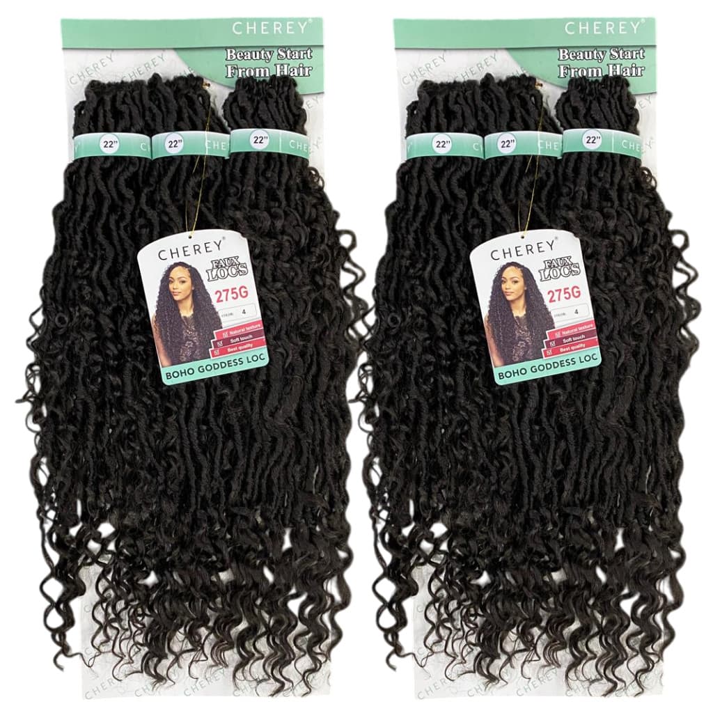 Kit 2 Boho Goddess Loc Cherey Cor 4# Castanho Medio Dreads com Cachos No comprimento e pontas