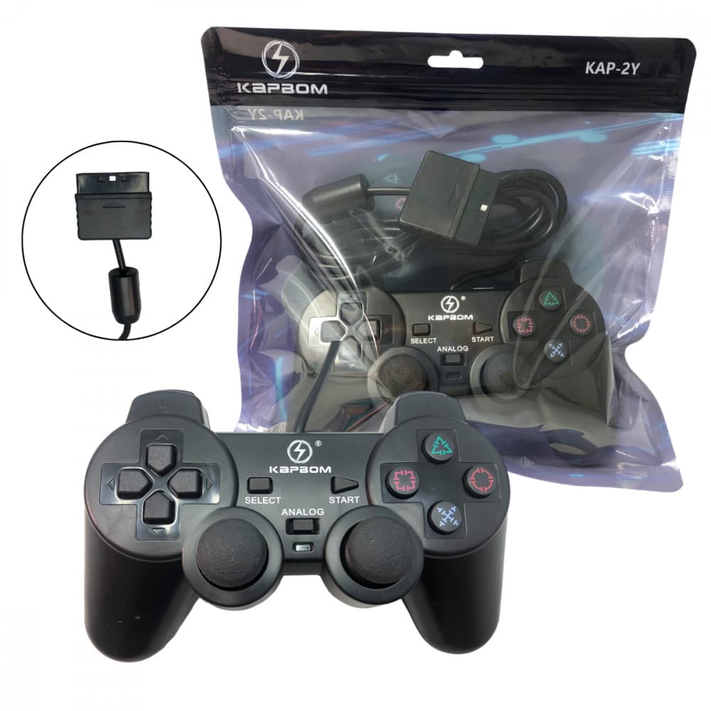 Controle Gamer PS2 Dualshock Analógico com Fio - KAP-2Y