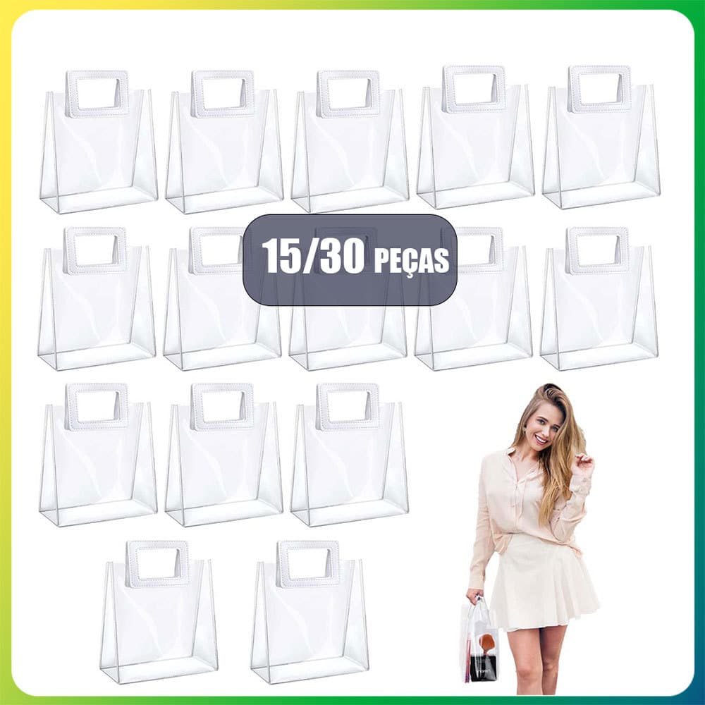 15/30 Saco plástico transparente para presentes para casamentos,aniversários,festa de batismo e eventos festivo 23x23x10