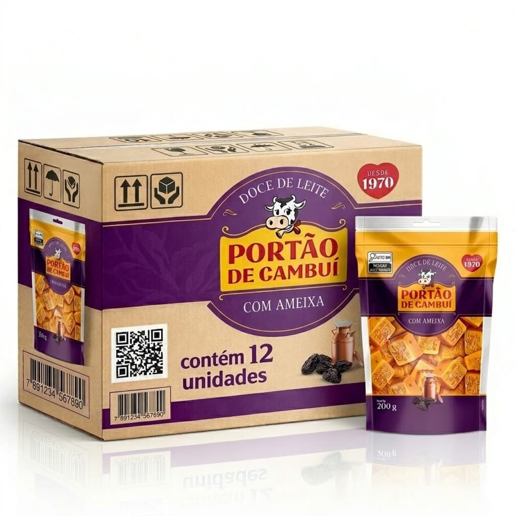 Kit 12 Doce de Leite c/ Ameixa PORTÃO DO CAMBUI Pounch 200g