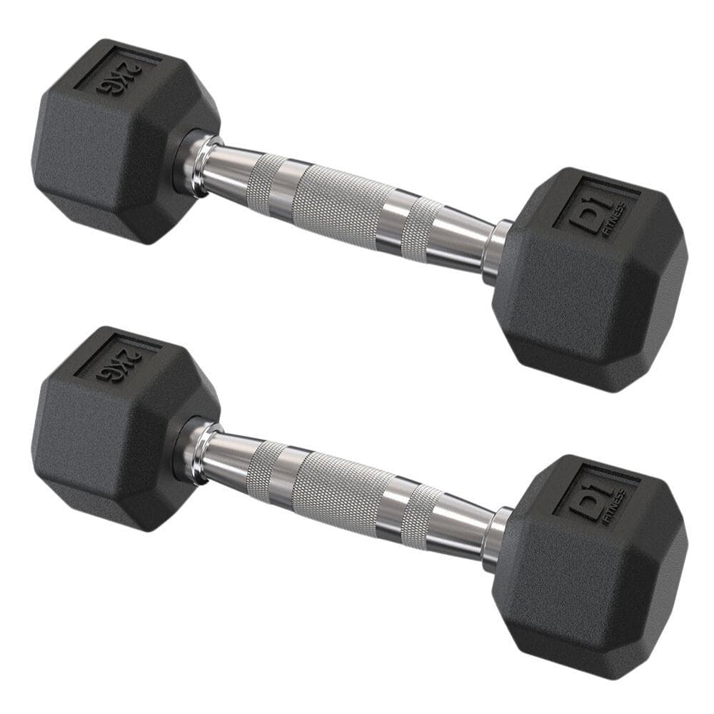 Par Halter Dumbbell Sextavado Emborrachado 2kg Musculação Treino Profissional
