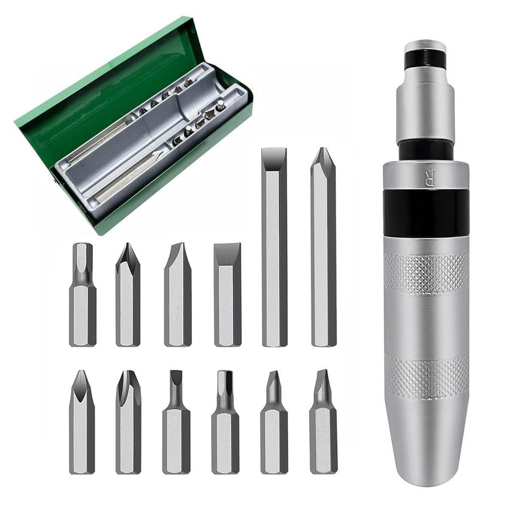 Chave de fenda de impacto conjunto de 13 peças conjunto de ferramentas de aço cromo vanádio 12 Bits + 1 chave de fenda