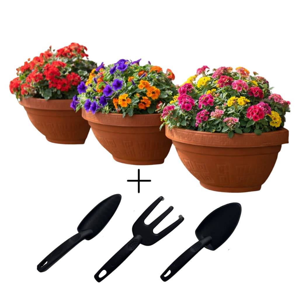Kit 3 Vasos Parede 2,5L Asteca 30cm Resistente Jardim Vertical Floreiras Fixar Moderno Meia Lua Flor