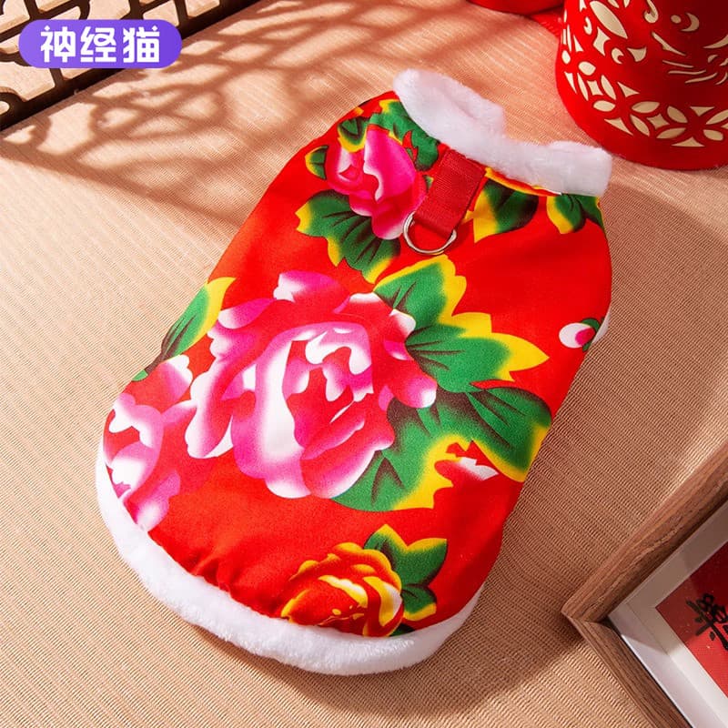 2024 novo estilo roupas para cachorro nordeste grande flor jaqueta Schnauzer Pet pequenos filhotes Teddy Bichon inverno