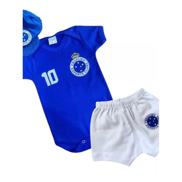 Body Infantil Kit  Bebê Cruzeiro + Shorts Temático Futebol Mesversário Menino Menina Promoção