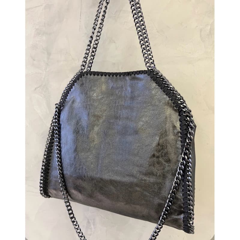 Bolsa Feminina Tiracolo Metalizada Grande  Grafite Luxo