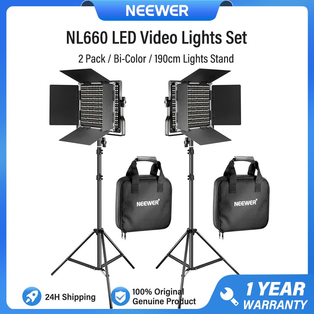 NEEWER 2 Pacotes De Luz De Vídeo LED Bicolor Com Kit De Suporte 190 Cm , 3200-5600K , CRI 96 + , NL660