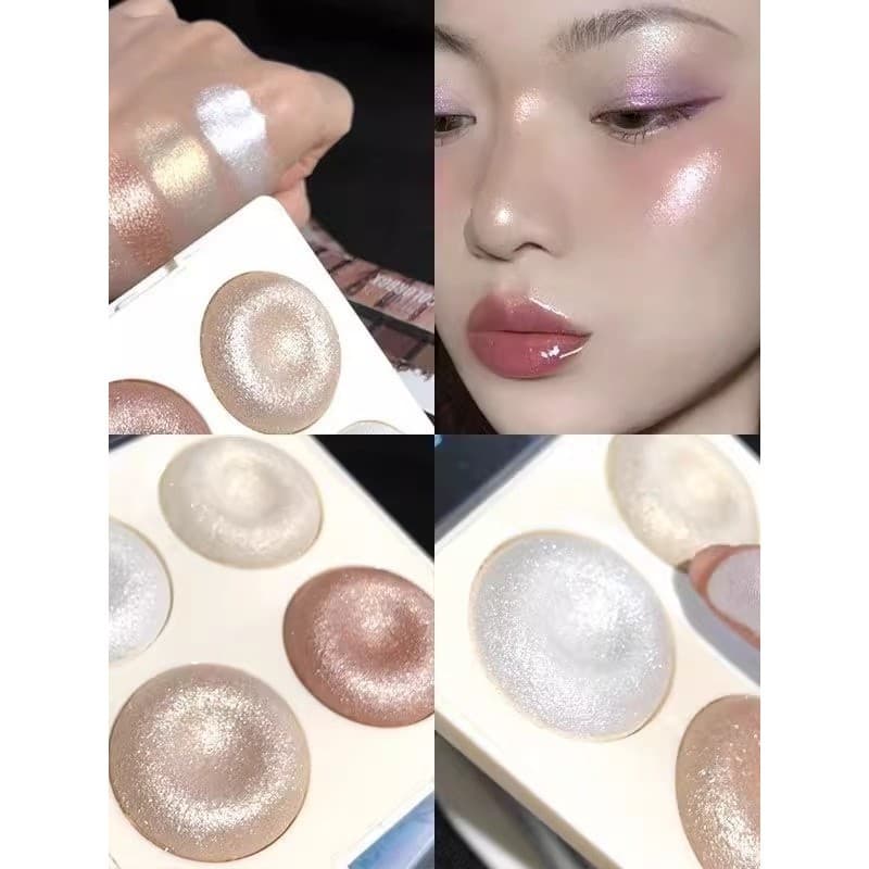 Pó de cozimento de quatro cores, disco alto, brilho facial denso, destaque facial, sombra, Glitter, pérola, brilho fino,
