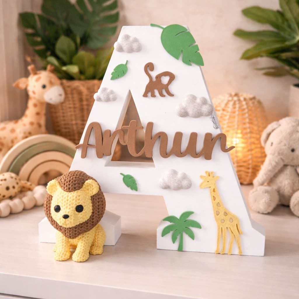 Letra Inicial e Nome Decorativo Personalizado em 3D Decoração Maternidade Batizado Quartinho de Bebê