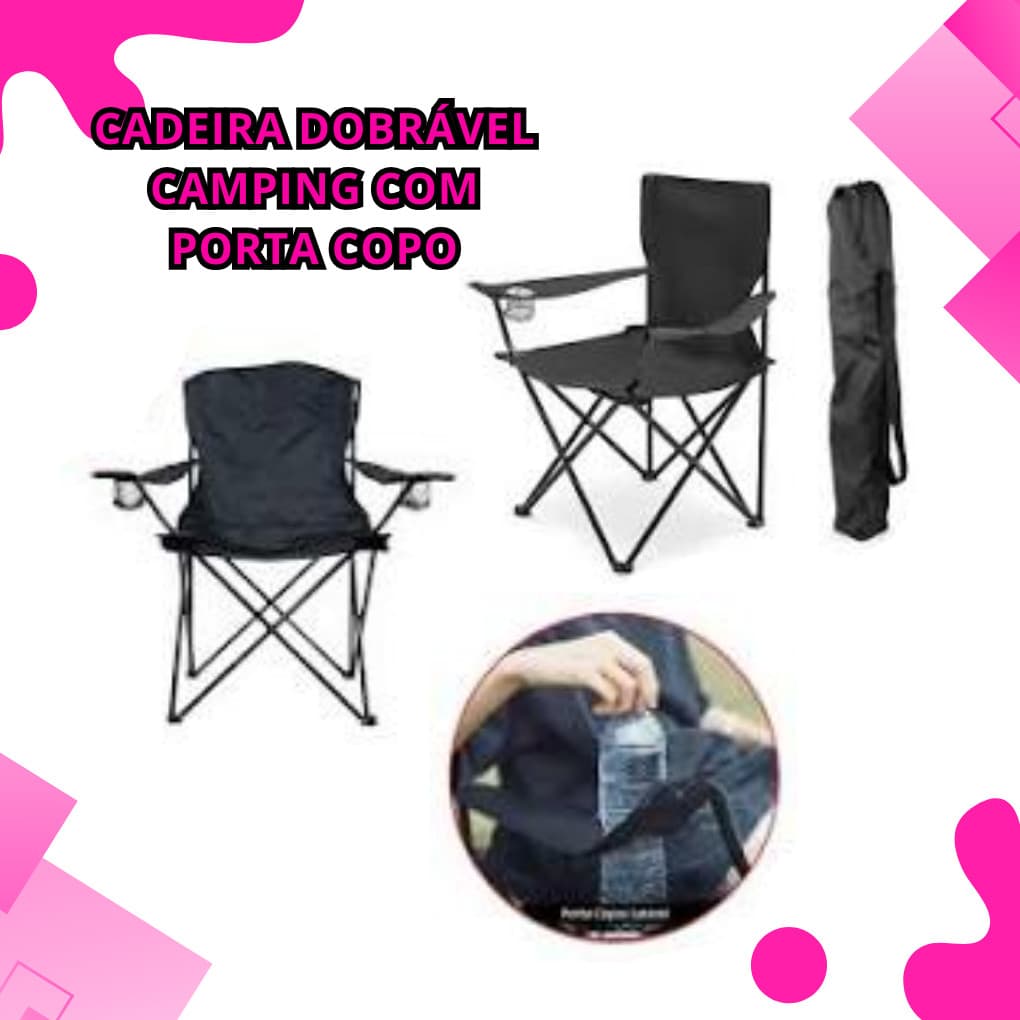 Cadeira Portátil Dobrável Pesca Camping Praia Encosto 120kg