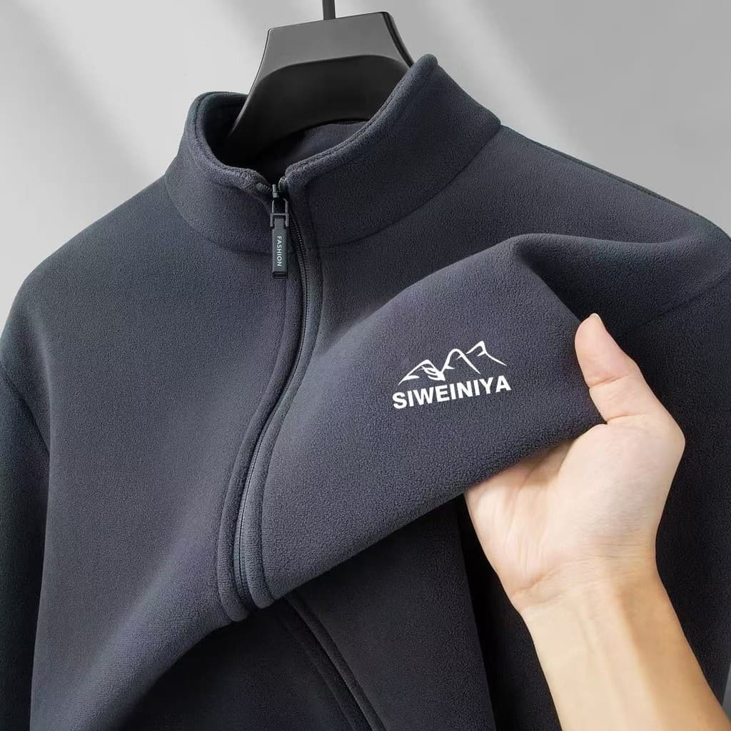 Novo estilo jaqueta de lã Polar primavera outono meia-idade Casual gola alta Cardigan moletom masculino outono vitória