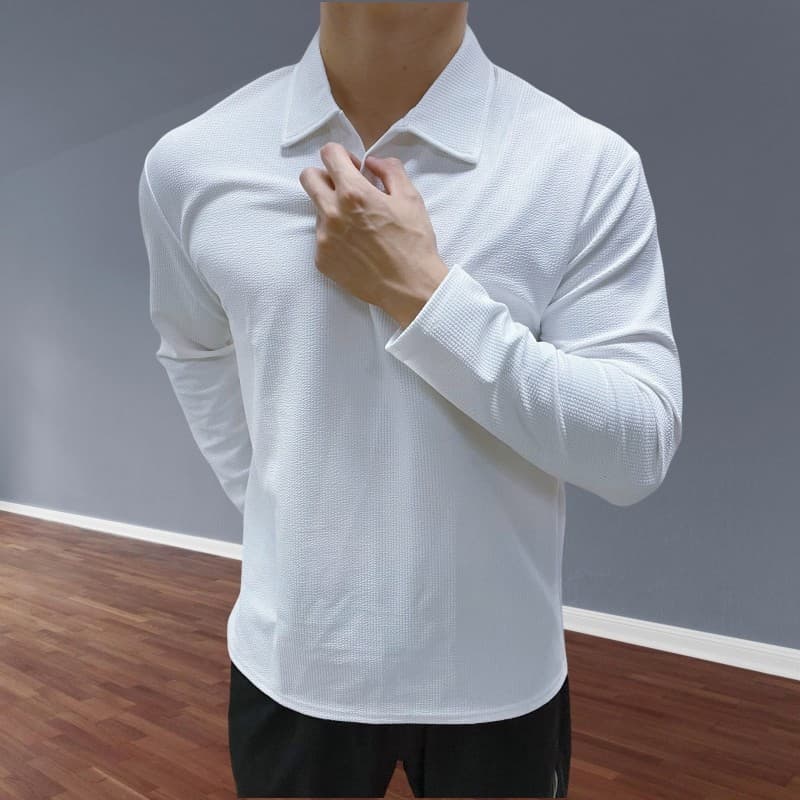 GYMARM outono masculino All-Match novo chinês Henry colarinho/POLO camisa de manga comprida não-ferro Anti-rugas respirá