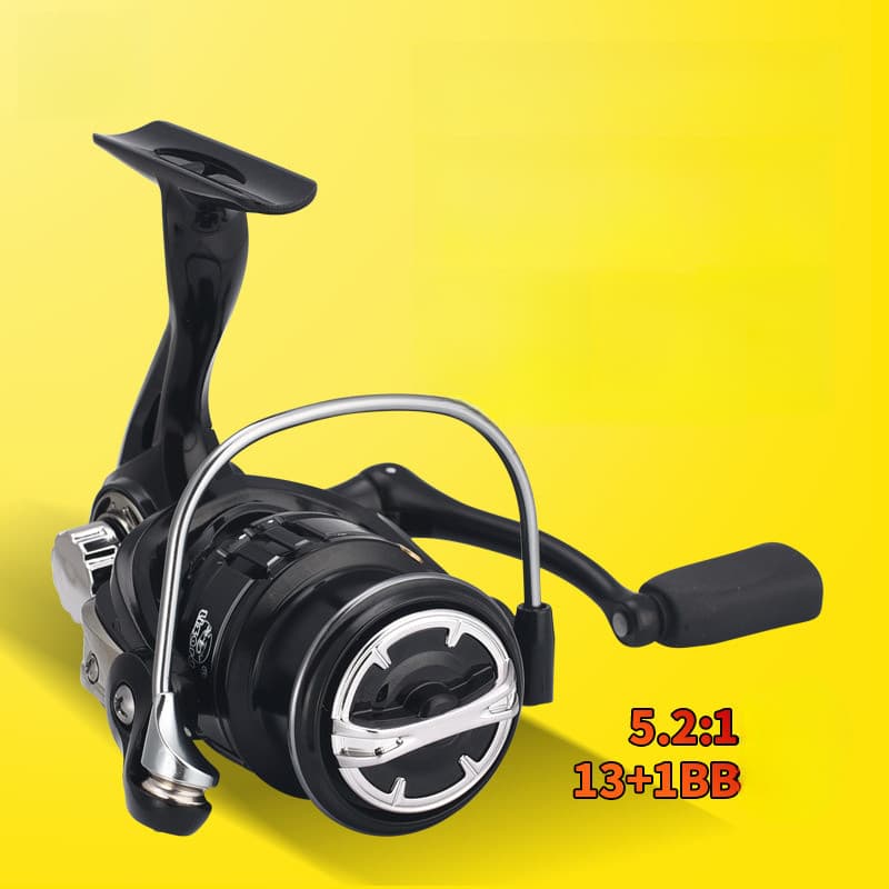 Carretel De Pesca Giratório Versão Competitiva Todo Em Metal Boca Chanfrada Linha Rasa Copo Micro-Objeto Relação 5.2 : 1