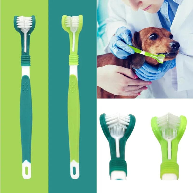 Escova de Dentes para Animais de Estimação de 3 Lados, Escova de Dentes de Plástico para Cães, Remove Mau Hálito e Tárta