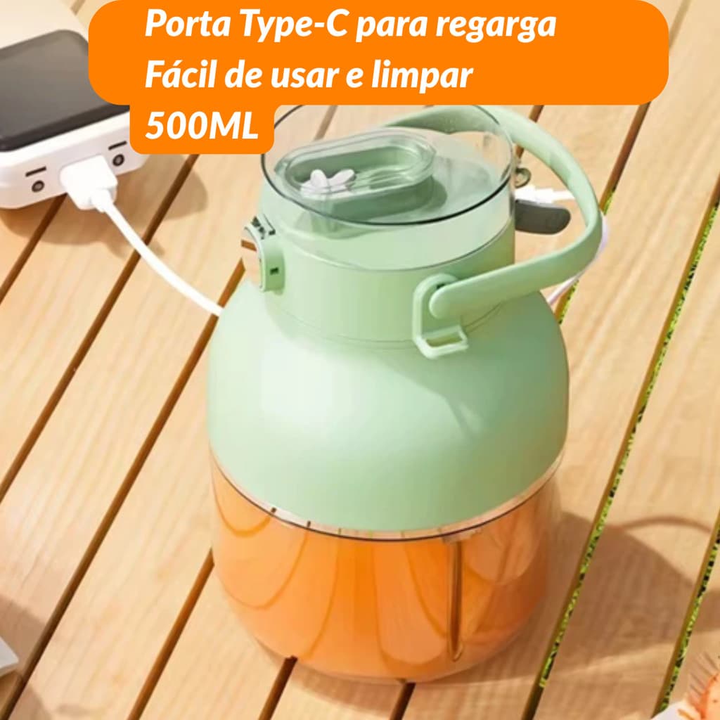 Copo Liquidificador Portátil Mixe 4 Lâminas 500ml Sucos na Hora