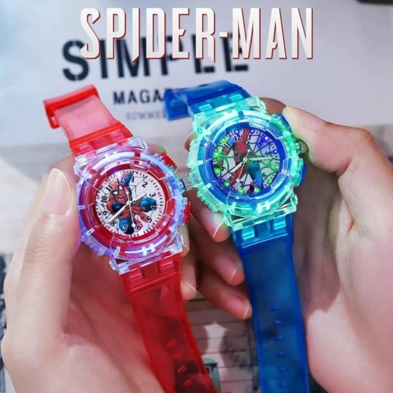 Relógio Luminoso Infantil Do Homem-Aranha De Ferro Capitão América Princesa Elsa Kuromi À Prova D'água Com Prevenção De