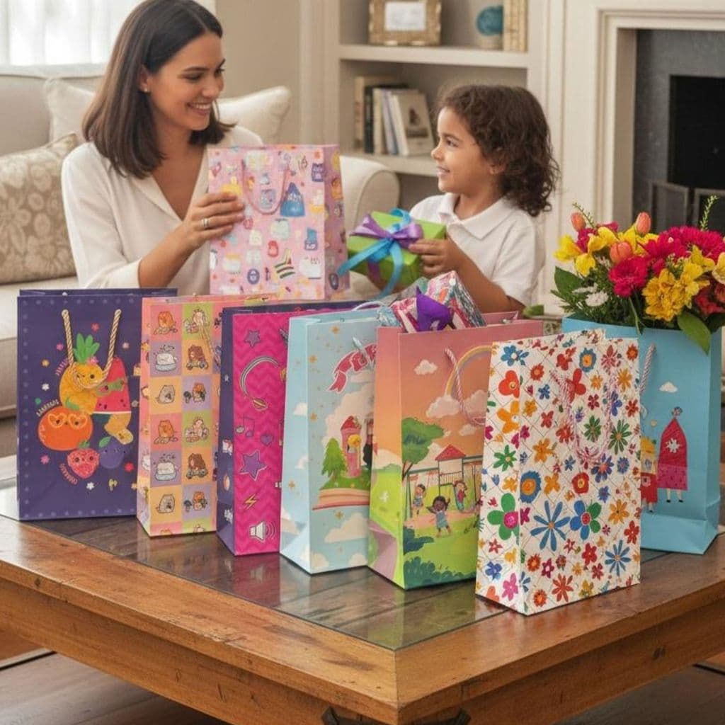 Sacolas Para Presente Infantil Luxo Bolsa Embalagem Colorida Aniversário Festa