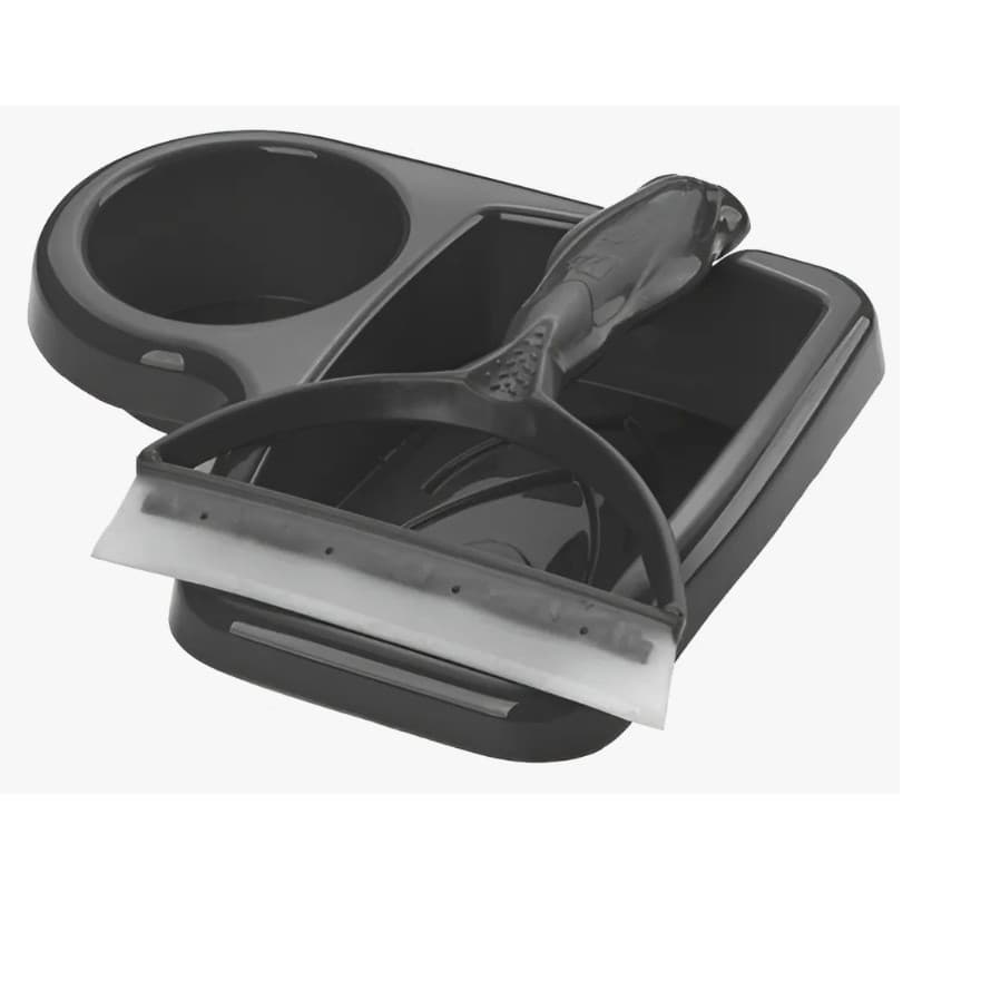 Kit Porta Detergente e Esponja Com Rodinho De Plástico Preto