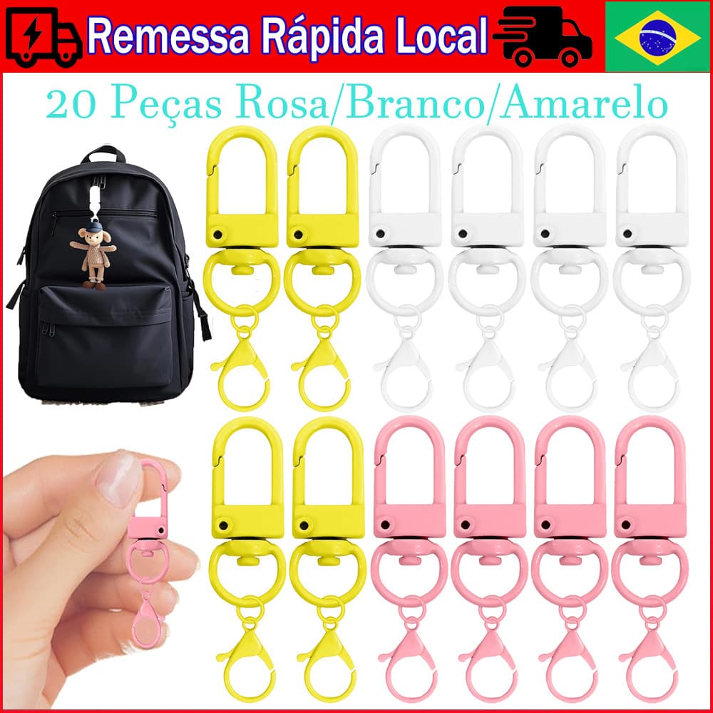 20 Peças Ganchos Giratórios Premium Com Argolas Para Chaveiros, Fechos De Metal Tipo Lagosta, Chave, Pingente, Joias