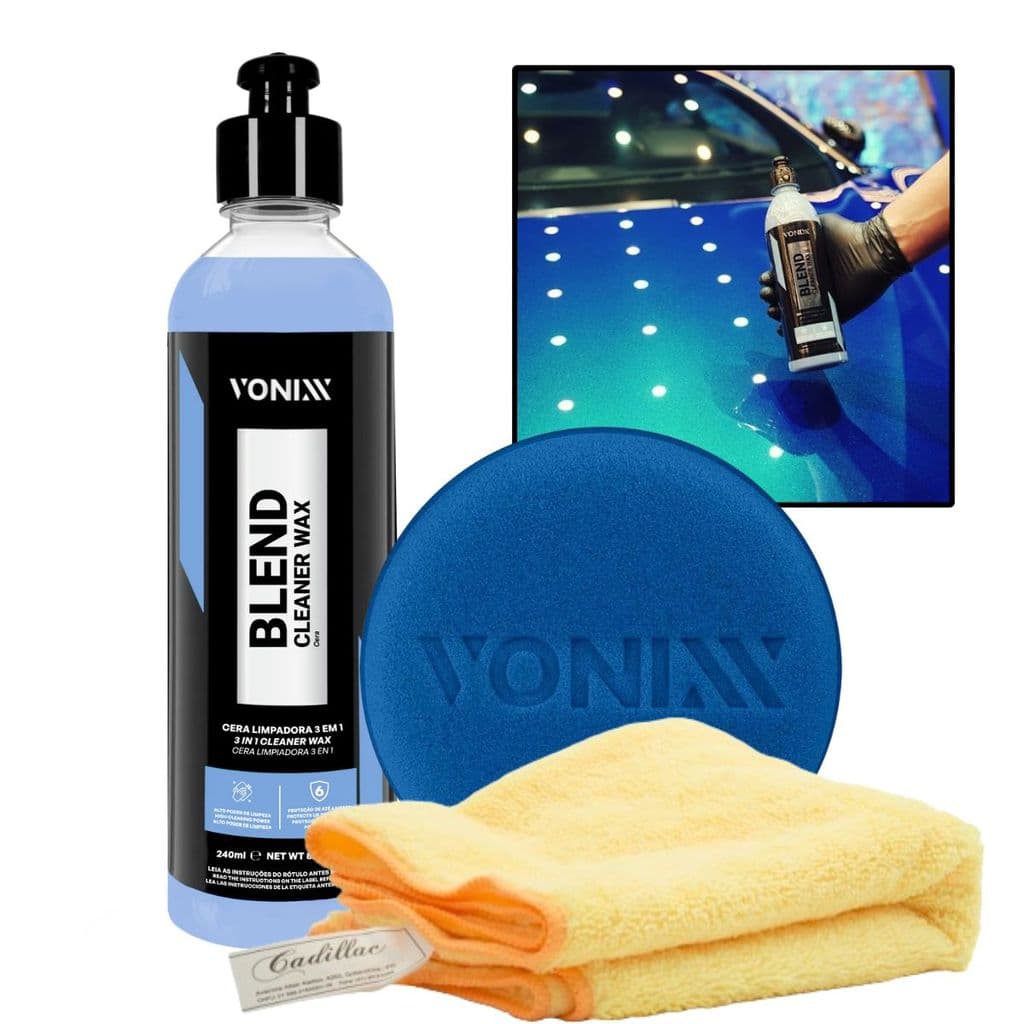 Kit Blend Cleaner wax Vonixx 240ml + Aplicador + Flanela Cadillac - Cera Limpadora 3 em 1