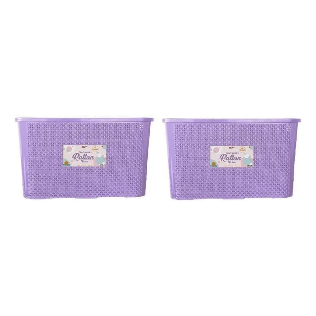 2 Caixas 70L Organizadora Rattan Premium Grande