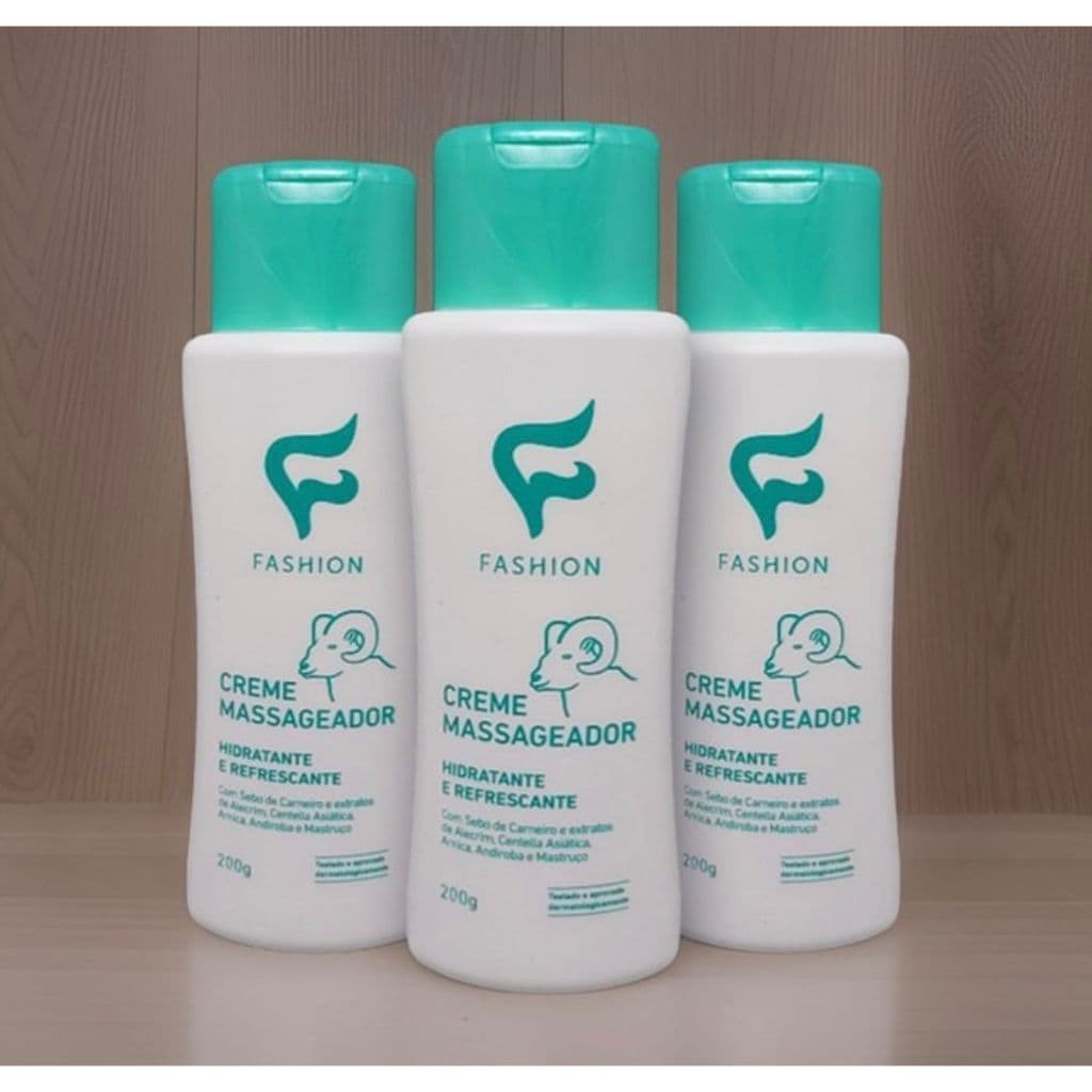 Kit 3 Und Creme Massageador Sarador Hidratante e Refrescante c/ Sebo de Carneiro Fashion Cosméticos 200 gr