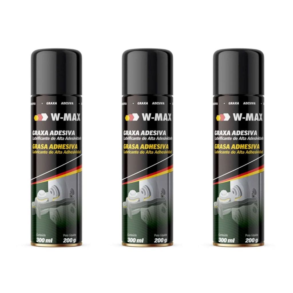 Kit 3 Graxa Spray Adesiva W-max 300ml Alta Aderência - Wurth