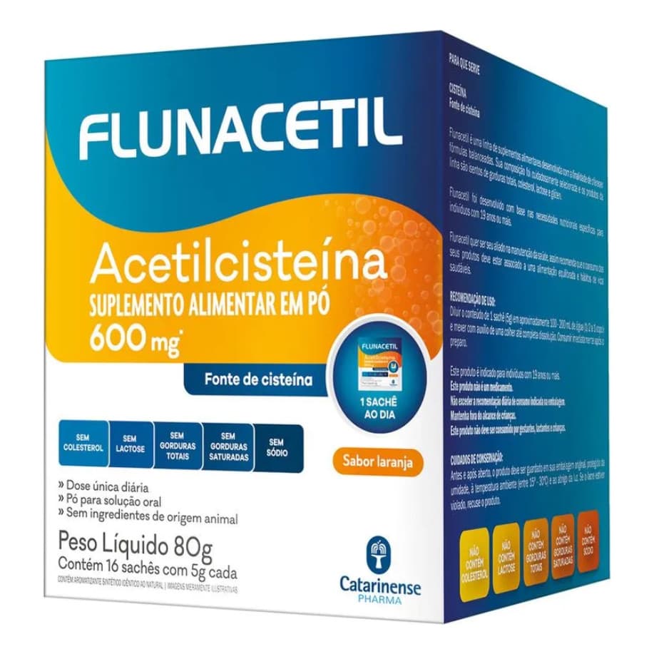 Flunacetil Acetilcisteína 600mg 16 Sachês - Catarinense