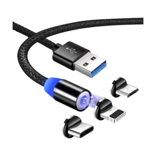 Cabo USB c/ 3 Pontas Magnéticas Tipo C / V8 / Lightinning 3.4A 1,0M KV-193  Inova