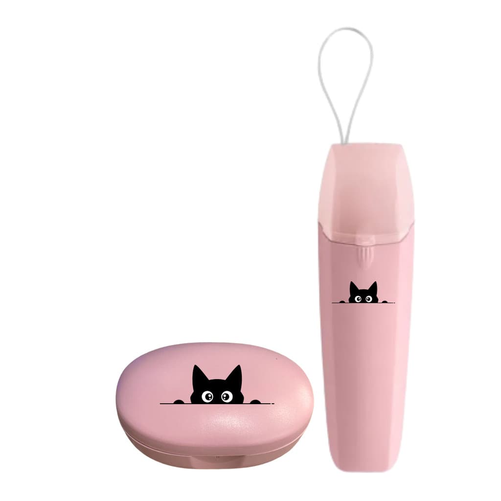 Kit Porta Escova Pasta Dente Estojo E Saboneteira Gatinho