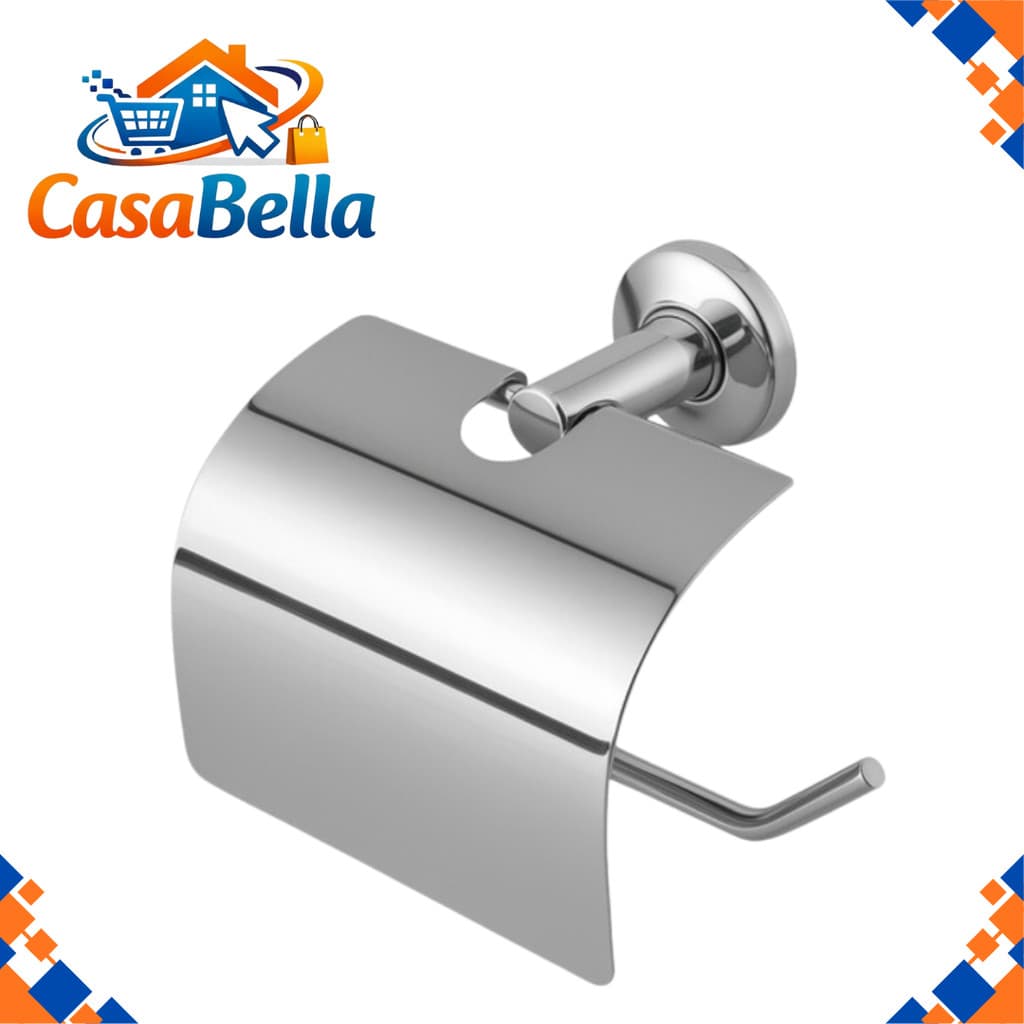Papeleira/ Porta Papel Higiênico Com Tampa Em Inox Stander
