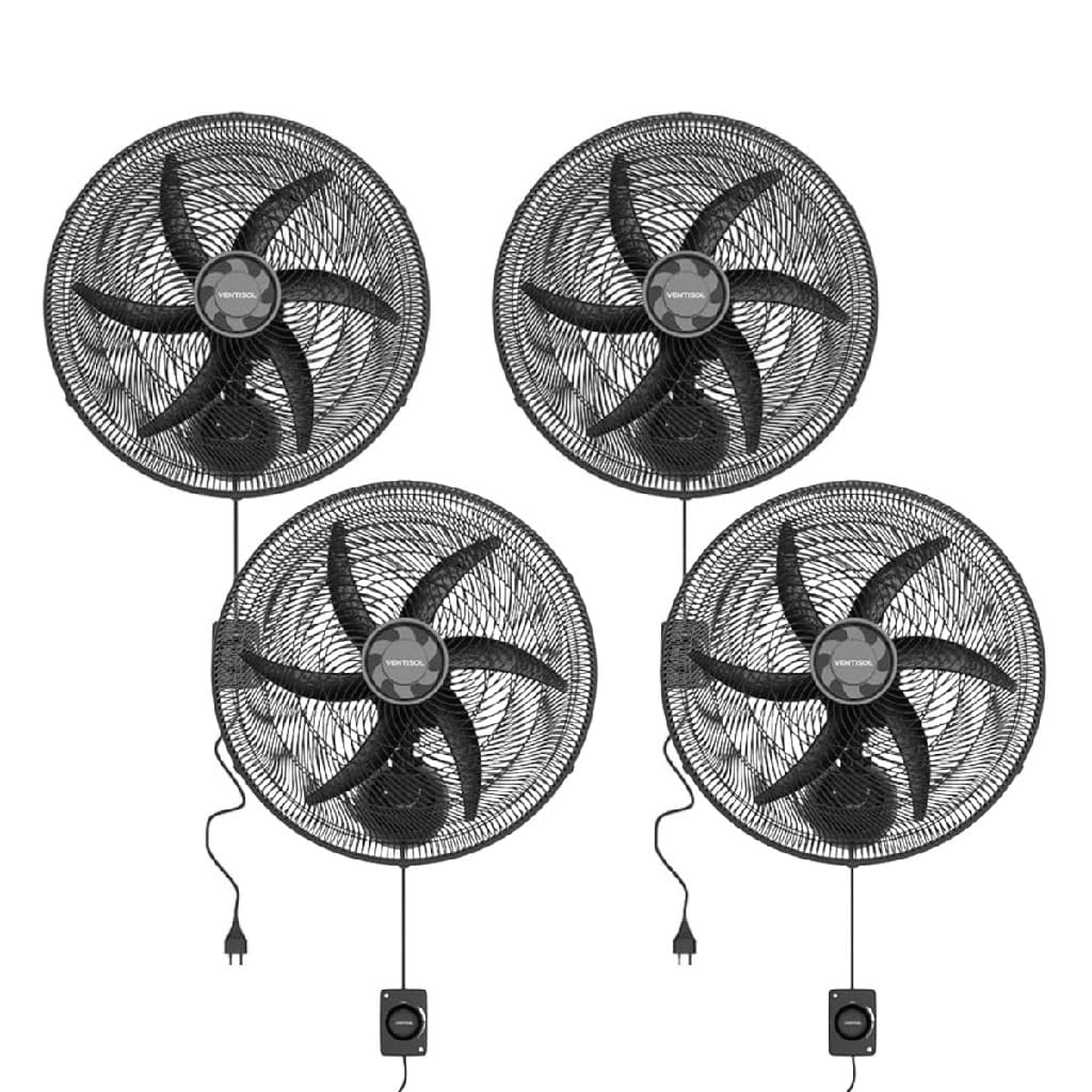 Kit Com 4 Ventiladores Oscilante De Parede 50cm 6p Monta Fácil