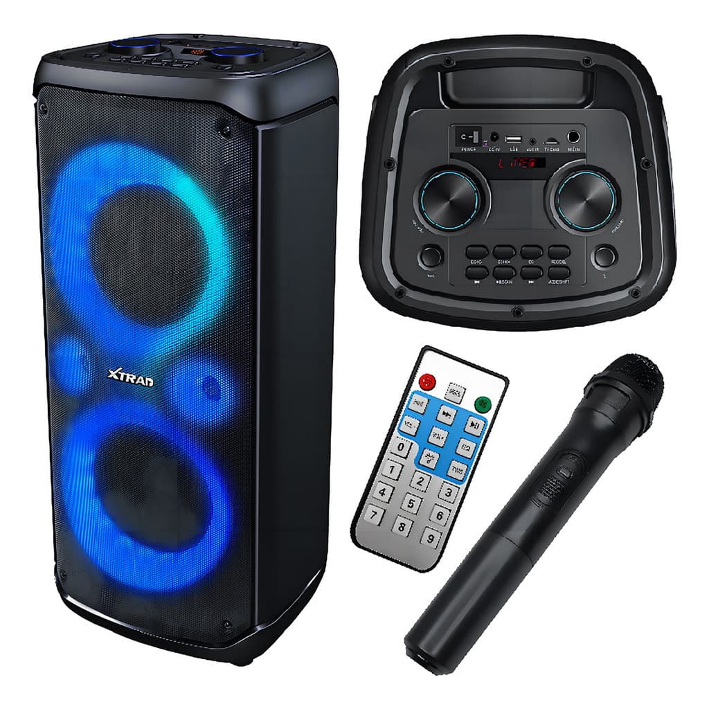 Caixa De Som Bluetooth PartyBox Portatil Amplificada Potente Led + Microfone Sem Fio Cor Preto