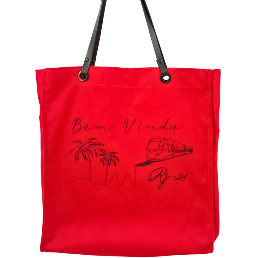 Bolsa Suede Elegante com Alça de Couro - Bem vindo ao RJ (Vermelha)