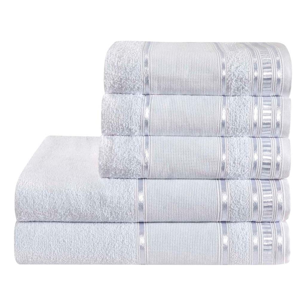 Jogo Toalha De Banho E Rosto com Barra para Bordar Kit 5 Peças 100% Algodão Resistente