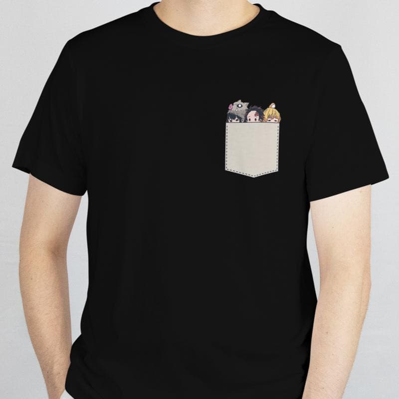 Camiseta Bolso Kimetsu no Yaiba Minimalista Anime Japonês Demon Slayer Estampada Algodão Feminina e Masculina HT Co.
