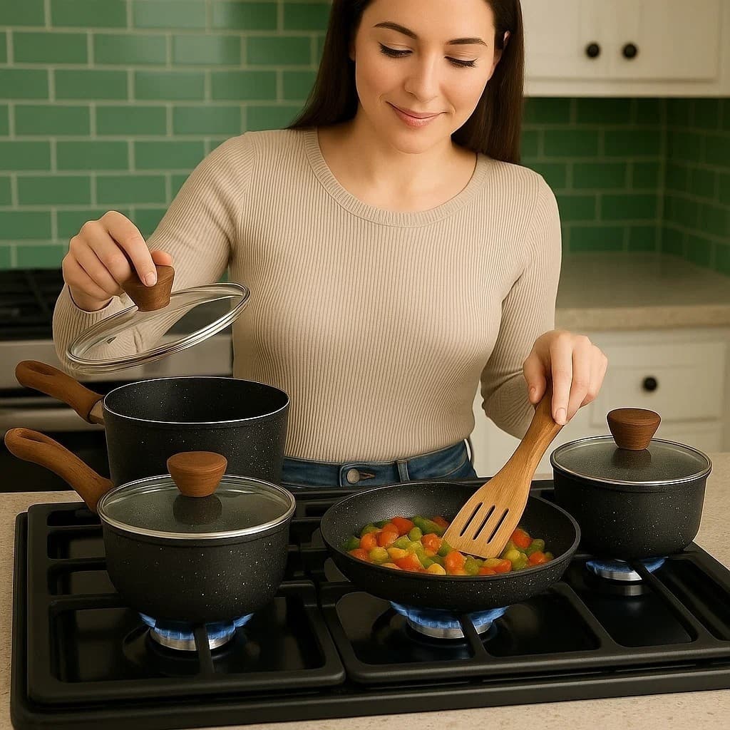 Conjunto 4 Peças Panelas Antiaderente Tampa Vidro Caçarolas Cozinha
