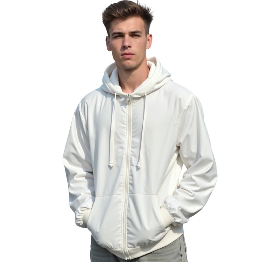 Jaqueta agasalho corta vento blusão masculino de frio premium forrado com bolso touca capuz academia branco