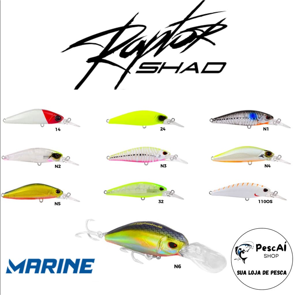 Isca Artificial - Marine Sports - Raptor Shad 70 - Fundo - Floating - 7 cm - 8 g - Tucunaré