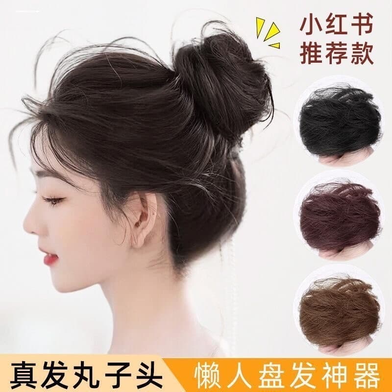 Laço de cabelo reto peruca bola bandana laço de cabelo feminino cabelo real fofo ferramenta de cabelo encaracolado acess