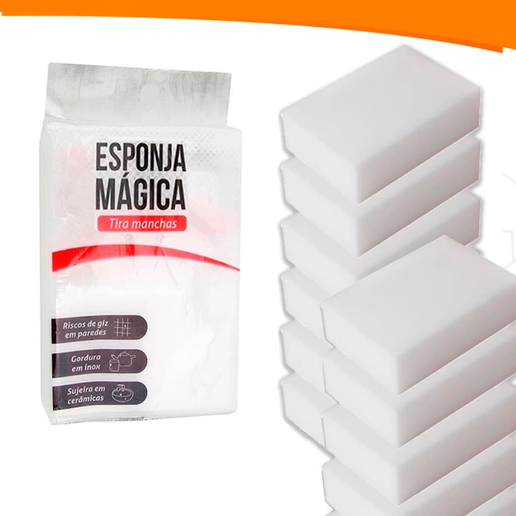 Kit 5 a 20 Esponja Mágica de Melamina Tira Manchas Riscos Mágica Branca Multiuso