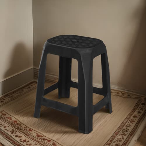 KIT 5X Banco Banqueta Plástico Resistente Bar Preta Suporta 110kg Casa Cozinha Apartamento