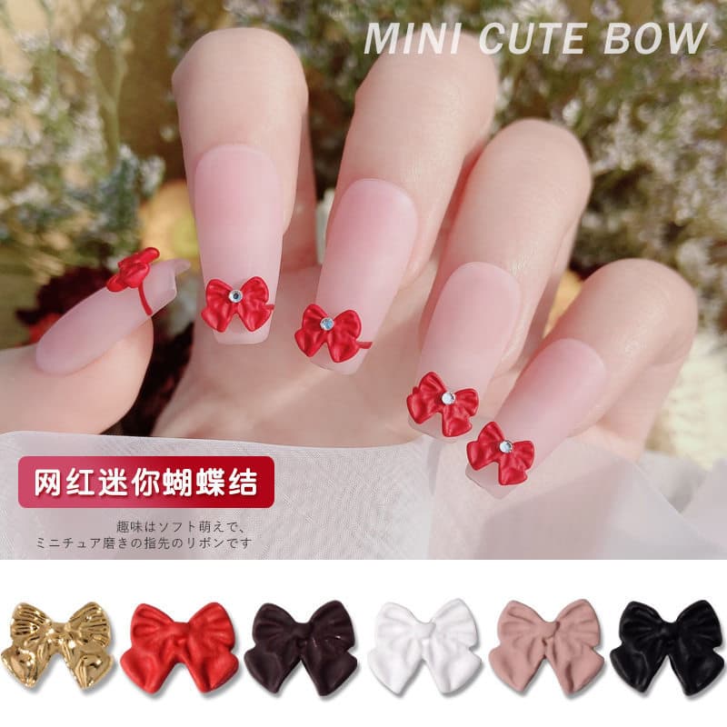 Manicure bowknot jóias diamante influenciador DIY decoração de unhas menina coração ponta do dedo bowknot estilo japonês