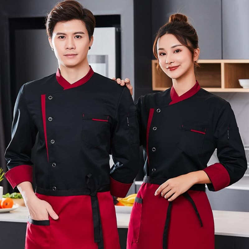 Uniformes de Chef de Hotel Unissex, Manga Longa, Roupas de Trabalho em Algodão para Cozinha e Padaria MEKW