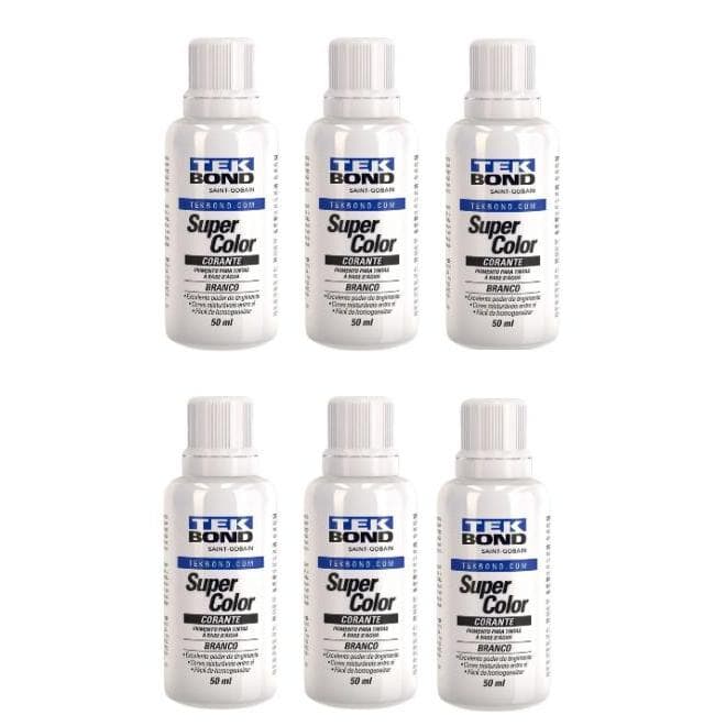 Kit 6 unid Corante Liquido Branco 50ml Tekbond