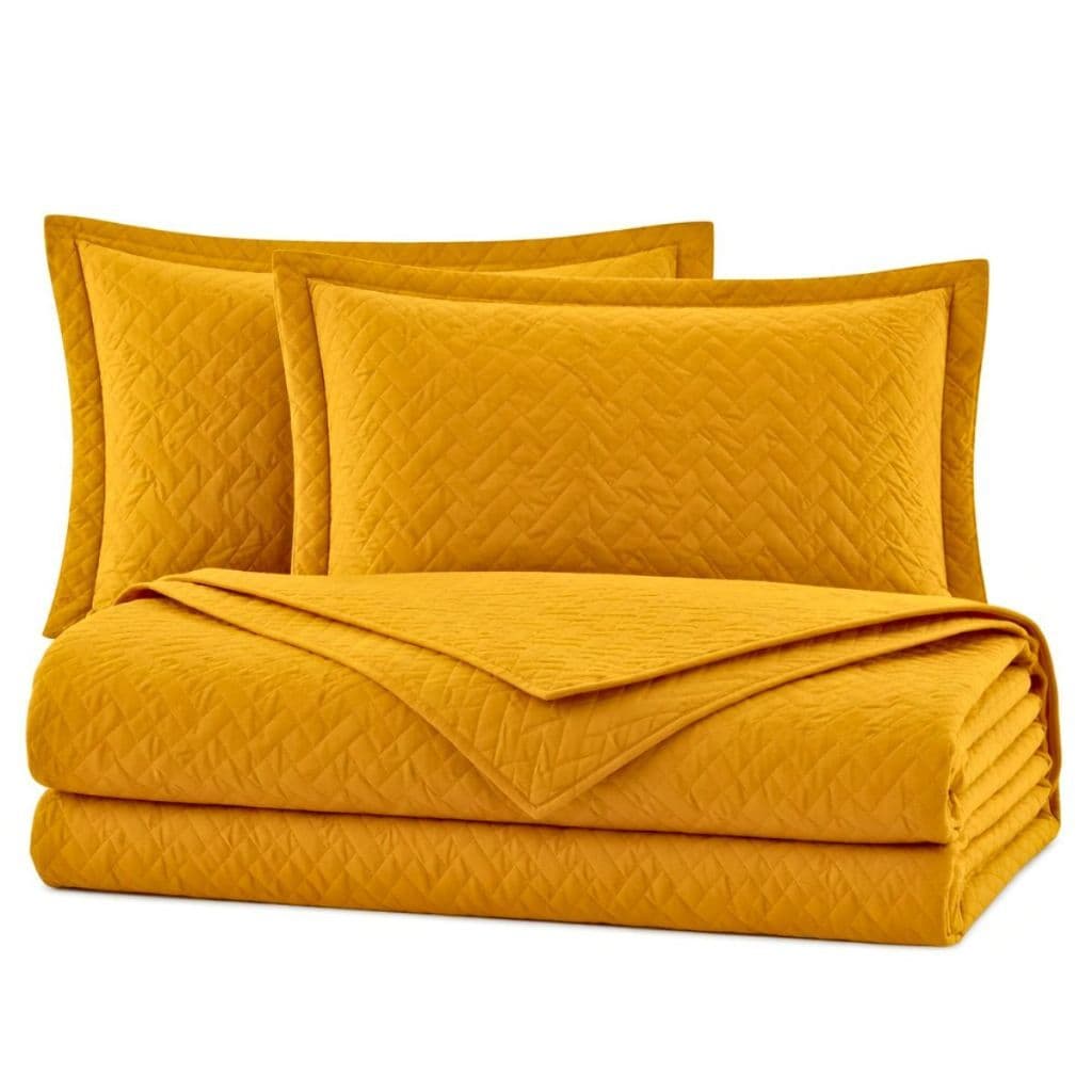 Colcha Cocha Cobre Leito Jogo Roupa Cama Casal 3 Pçs Face Unica Edredom Matelado Quarto Amarelo Luxo
